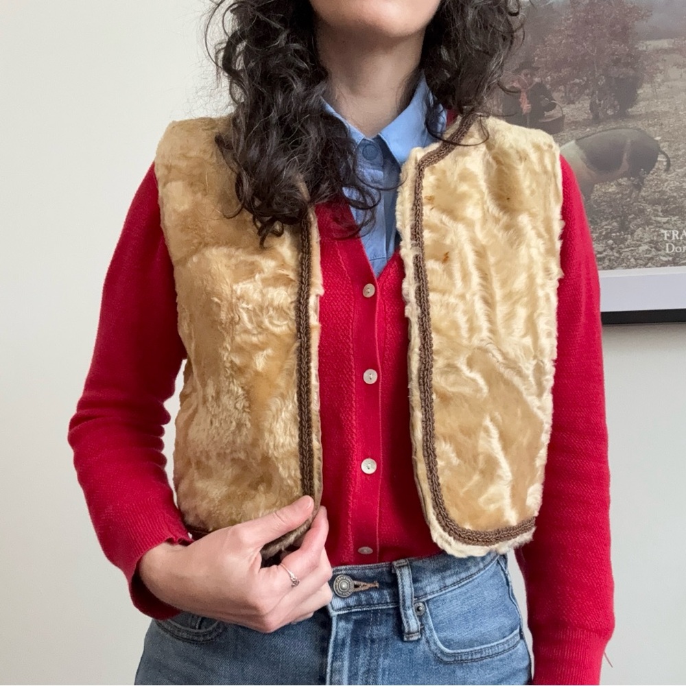 Vintage Faux Fur Cream Vest